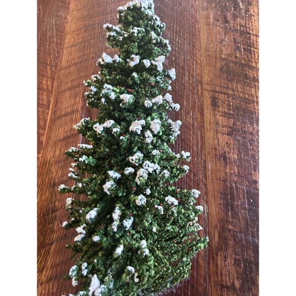 Vintage Lemax Christmas Snow Village Trees Set On Wooden Bases - Picture 5 of 16